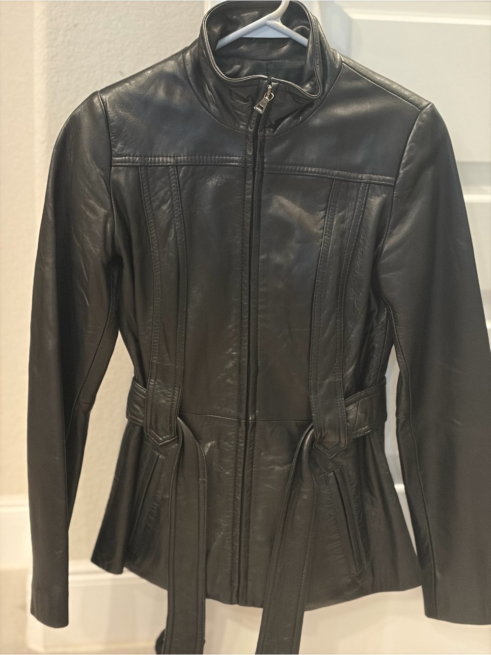 Avanti Black Leather Moto Jacket – Classic Fit, Adjustable Waist